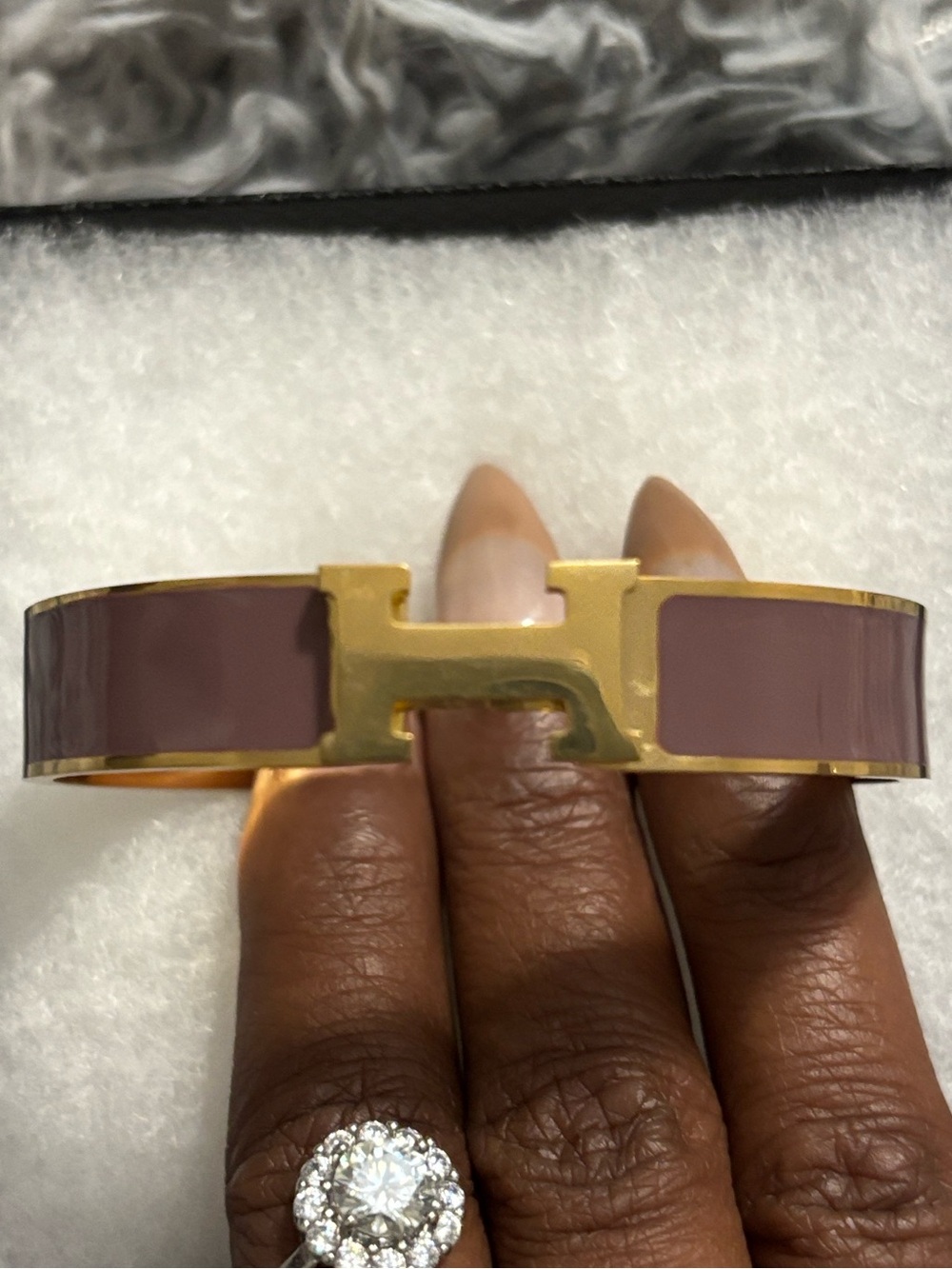 Hermes Inspired Cuff Bracelet in Mauve